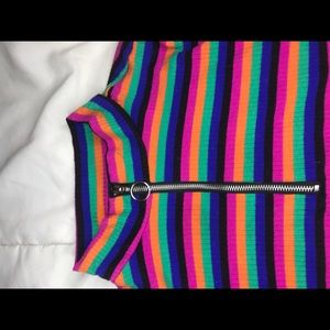 Almost Famous Tops - Colorful Striped Quarter-Zip turtle neck top❤️💙 Almost Famous Tops - Colorful Striped Quarter-Zip turtle neck top❤️💙